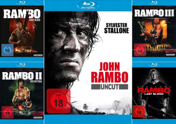 Rambo 1-5 (Teil 1+2+3+4+5) First Blood - Der Auftrag - John Rambo, Uncut - Last Blood (5-Blu-ray)