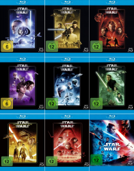 Star Wars 1-9 Komplett Paket (Teil 1+2+3+4+5+6+7+8+9) (18-Blu-ray)